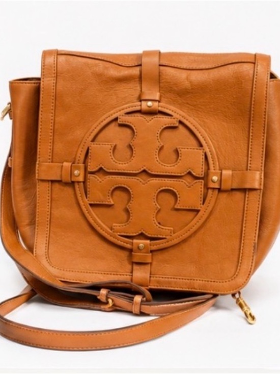 Tory Burch Handbags - Tory Burch Cognac Leather Crossbody with Signature Logo Medallion
